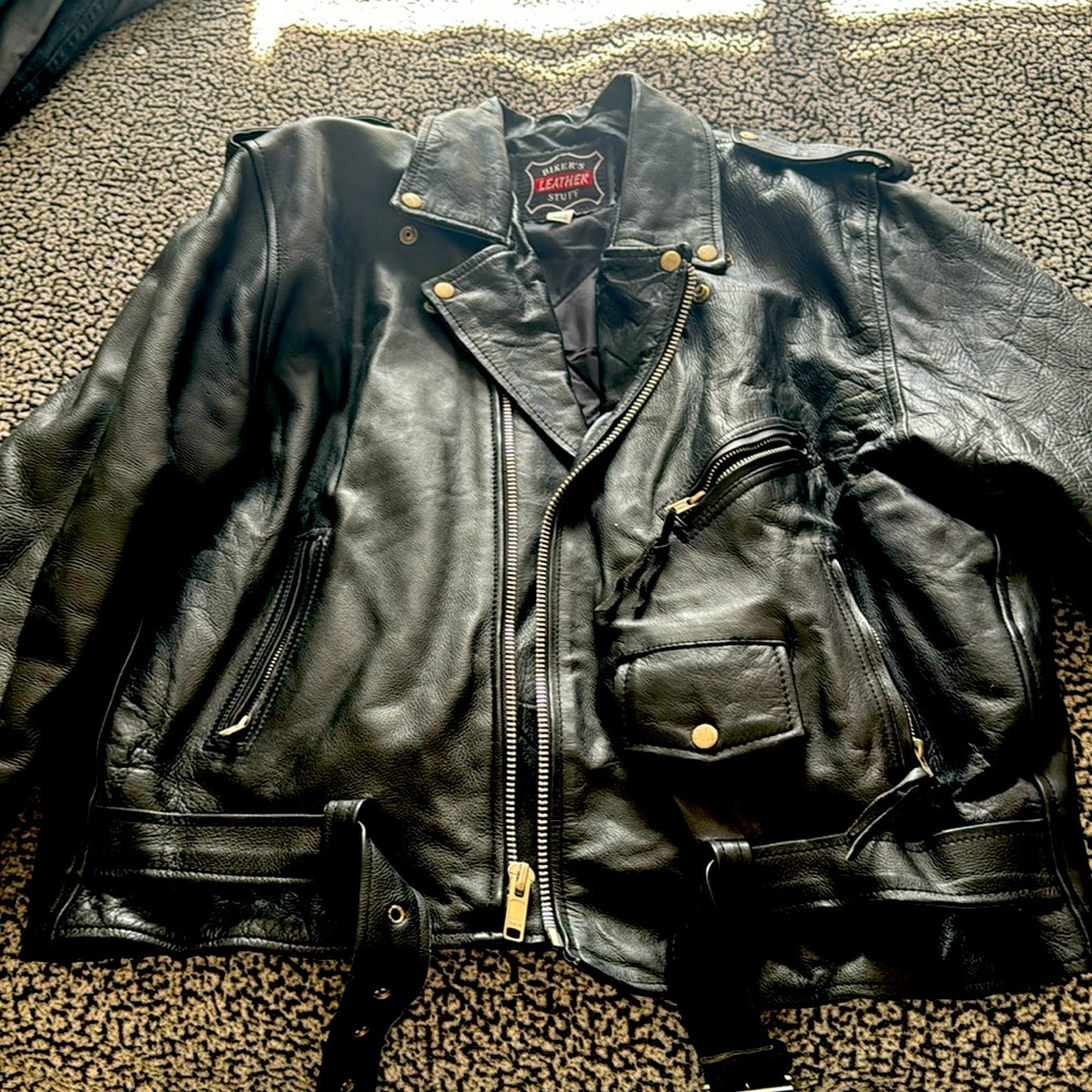 Biker leather jacket size 54